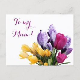 Cartes Pour Fêtes Annuelles Jolie tulipe jaune violet pour maman