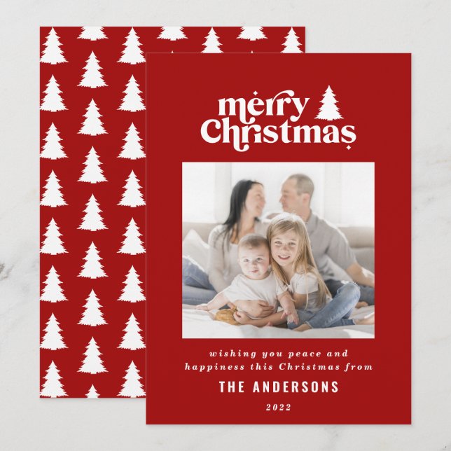 Cartes Pour Fêtes Annuelles Jolie typographie de Noël photo Vacances (Devant / Derrière)