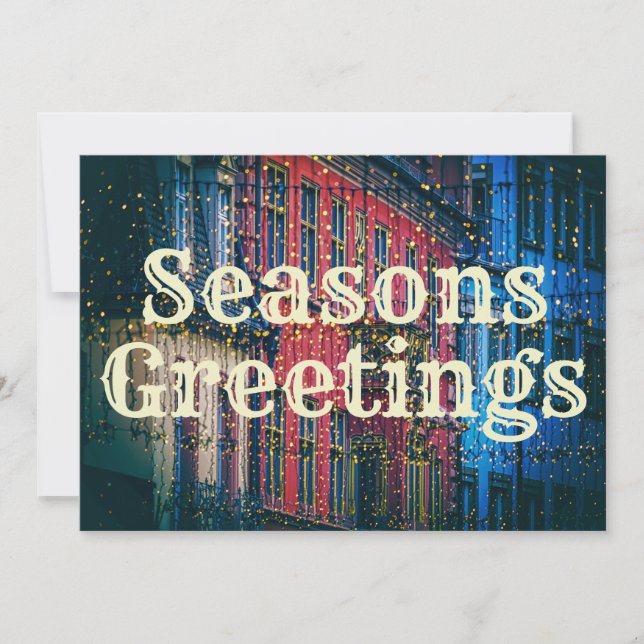 Cartes Pour Fêtes Annuelles Jolie Vacances Cityscape Joyeuses Fêtes (Devant)