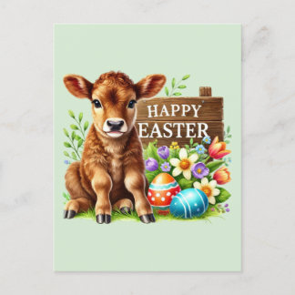 Cartes Pour Fêtes Annuelles Jolie vache de Pâques
