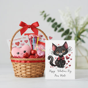 Cartes Pour Fêtes Annuelles Jolie valentine personnalisée de chat noir