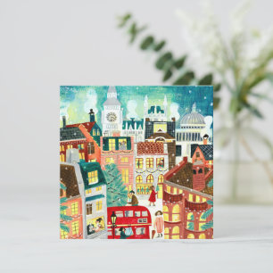 Cartes Pour Fêtes Annuelles Jolie ville londonienne de Noël dans la neige