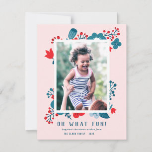 Cartes Pour Fêtes Annuelles Jolie Vintage florale scandinave Photo de Noël