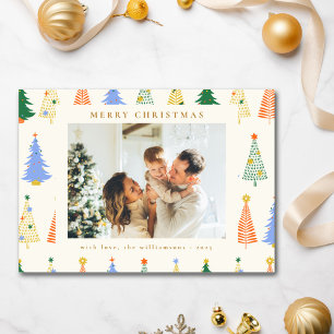 Cartes Pour Fêtes Annuelles Jolies arbres de Noël Boho rouge vert deux photos