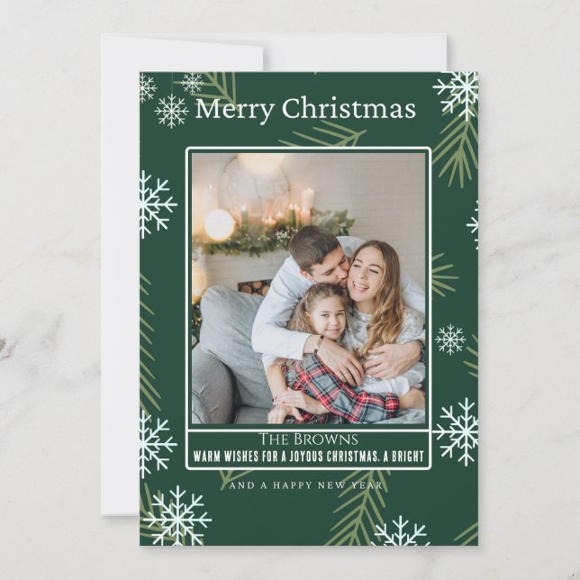 Cartes Pour Fêtes Annuelles Jolies arbres de Noël Green Retro Boho Photo (Devant)