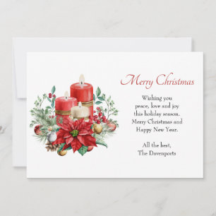 Cartes Pour Fêtes Annuelles Jolies bougies et bouquet Poinsettia Noël