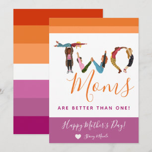 Cartes Pour Fêtes Annuelles Jolies Deux mamans valent mieux qu'une fête des mè