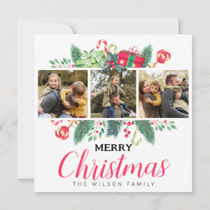 Cartes Pour Fêtes Annuelles Jolies feuilles aquarelle Joyeux Noël Photos de fa