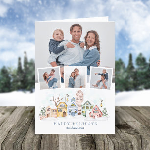 Cartes Pour Fêtes Annuelles Jolies maisons de Noël couvertes de neige 4-Photo