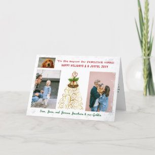 Cartes Pour Fêtes Annuelles Jolies Photos Drôles de Chien Chat Pattes Positive