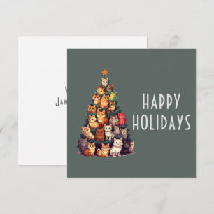 Cartes Pour Fêtes Annuelles Jolis Chats Arbre de Noël Personnalisable Fêtes