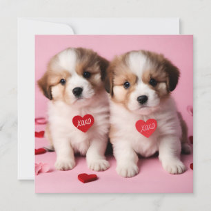 Cartes Pour Fêtes Annuelles Jolis chiots pour la Saint-Valentin 