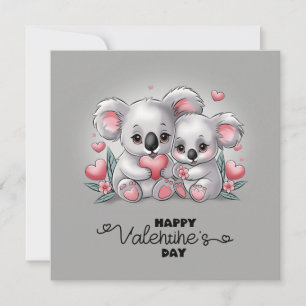 Cartes Pour Fêtes Annuelles Jolis dessins animés de koalas amoureux pour la Sa