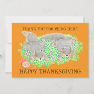 Cartes Pour Fêtes Annuelles Jolis écureuils amis de Thanksgiving