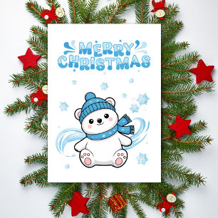 Cartes Pour Fêtes Annuelles Jolis flocons d'ours polaire Joyeux Noël