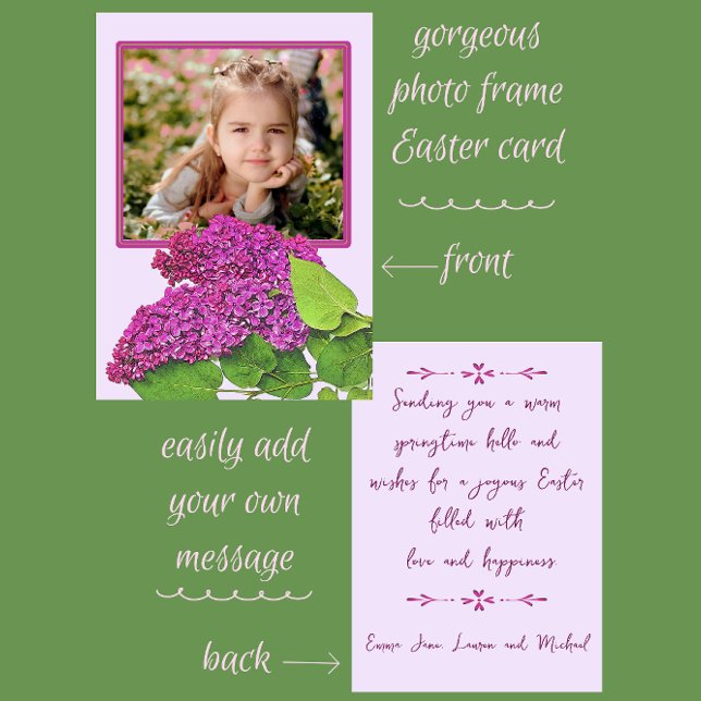 Cartes Pour Fêtes Annuelles Jolis lilas de printemps Photo Joyeuses Pâques (Beautiful lilac photo frame for your Easter Greetings)