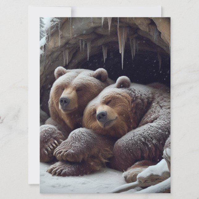 Cartes Pour Fêtes Annuelles Jolis ours hibernant d'hiver (Devant)