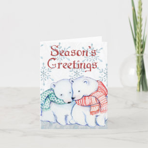 Cartes Pour Fêtes Annuelles Jolis ours polaires Vœux de Noël