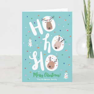 Cartes Pour Fêtes Annuelles Jolis rennes de Noël avec texte Hohoho