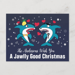 Cartes Pour Fêtes Annuelles Jolis requins de Noël personnalisés