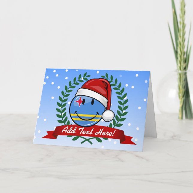 Cartes Pour Fêtes Annuelles Jolly Aruba Drapeau Style de Noël (Devant)