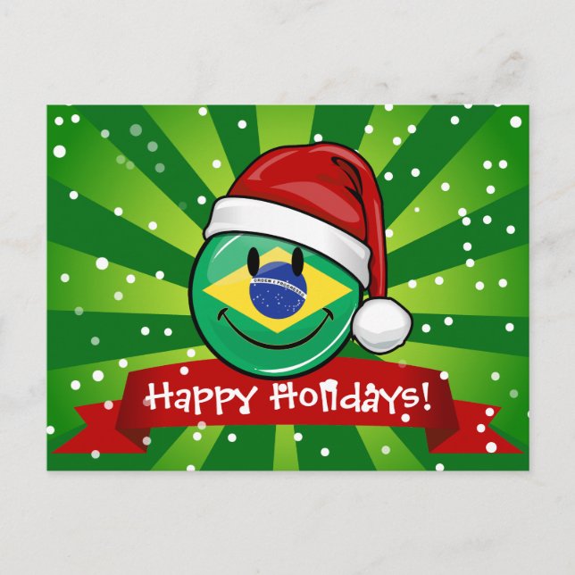 Cartes Pour Fêtes Annuelles Jolly brésilien Drapeau style Noël (Devant)