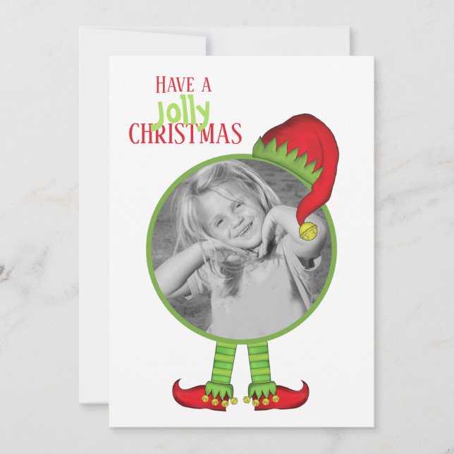 Cartes Pour Fêtes Annuelles Jolly Elf Casquette Elf Chaussures Whimsical Funny (Devant)