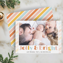 Cartes Pour Fêtes Annuelles Jolly et Bright Modern Stripe Photo Noël