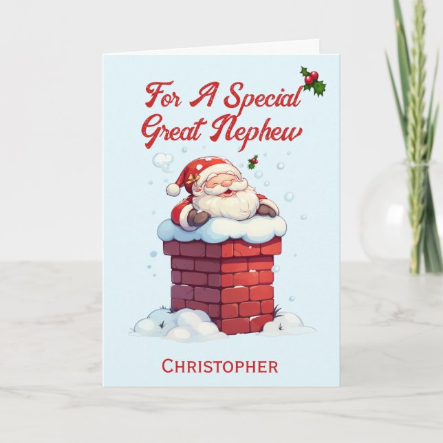 Cartes Pour Fêtes Annuelles Jolly Père Noël à Chimney Grand Noël Nephew (Devant)
