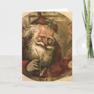Cartes Pour Fêtes Annuelles Jolly Père Noël Christmas Carols Vintage Harpers 1