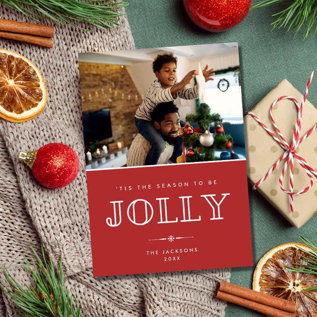 Cartes Pour Fêtes Annuelles Jolly Photo de famille Noël (Jolly Family Photo Christmas Holiday Card)