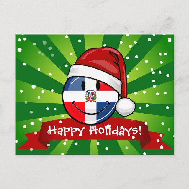 Cartes Pour Fêtes Annuelles Jolly République Dominicaine Drapeau Noël (Devant)