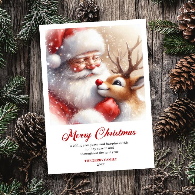 Cartes Pour Fêtes Annuelles Jolly Santa Rudolph Classic Art Christmas Greeting (Jolly Santa Rudolph Classic Art Christmas Greeting Card)