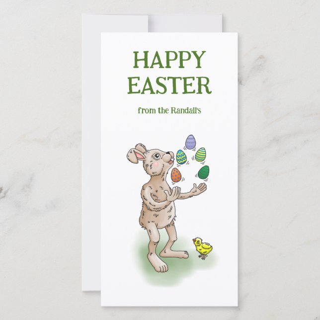 Cartes Pour Fêtes Annuelles Jonglage Bunny de Pâques (Devant)