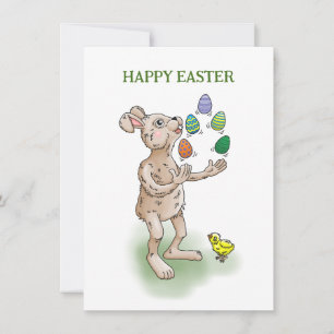 Cartes Pour Fêtes Annuelles Jonglage de lapin de Pâques