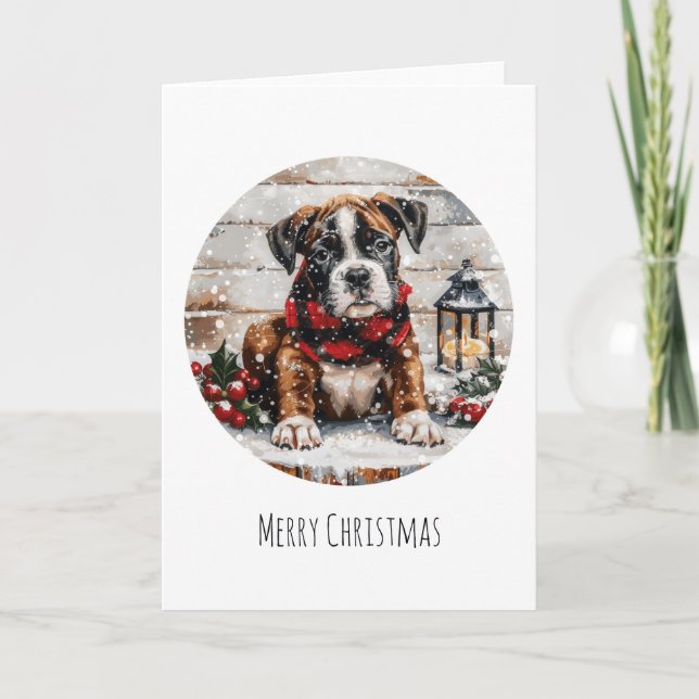 Cartes Pour Fêtes Annuelles Jory Christmas Boxer Puppy (Devant)
