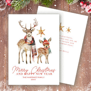 Cartes Pour Fêtes Annuelles Jote cerf de bois et étoile Joyeux appartement de 