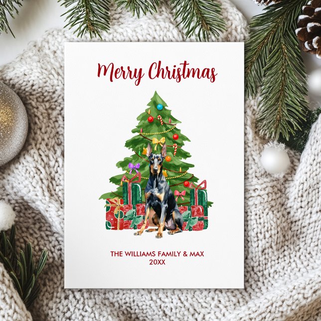 Cartes Pour Fêtes Annuelles Jote Doberman Chien famille Noël (Créateur téléchargé)