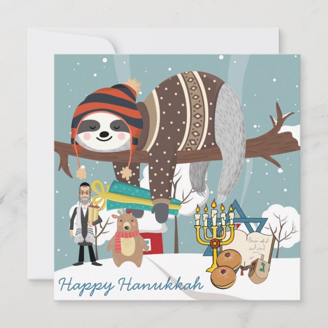 Cartes Pour Fêtes Annuelles Jote Hanoukka Sloth (Devant)
