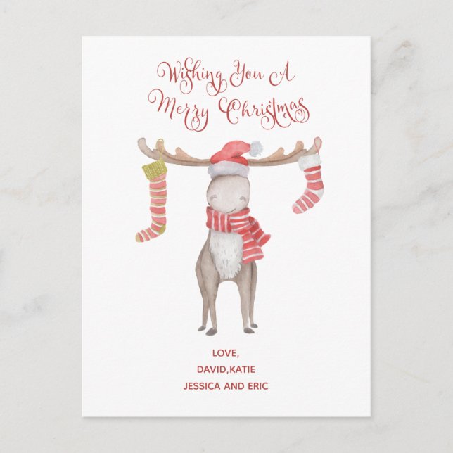 Cartes Pour Fêtes Annuelles Jote Moose Typographie Joyeux Noël (Devant)
