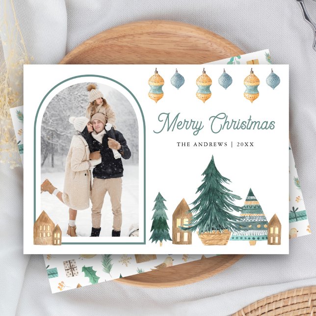 Cartes Pour Fêtes Annuelles Jote traditionnel Arc nordique Photo Noël (Créateur téléchargé)
