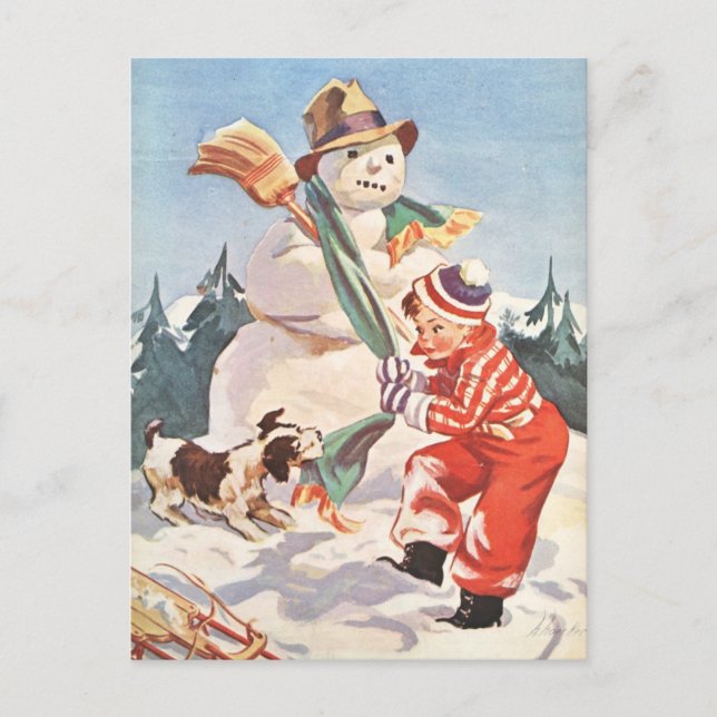 Cartes Pour Fêtes Annuelles Jouer dans la neige (Devant)