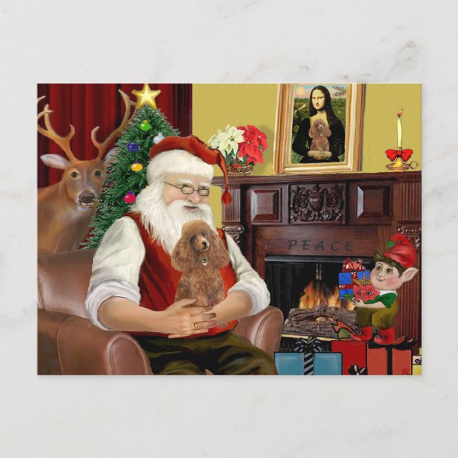 Cartes Pour Fêtes Annuelles Jouet d'abricot de père Noël/Min. Caniche (Devant)