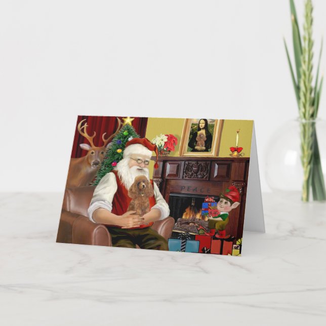 Cartes Pour Fêtes Annuelles Jouet d'abricot père Noël /Min. Caniche (Devant)