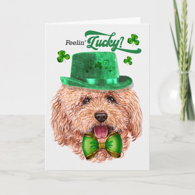 Cartes Pour Fêtes Annuelles Jouet Poodle Chien Feelin' Lucky St Patrick's Day (Devant)