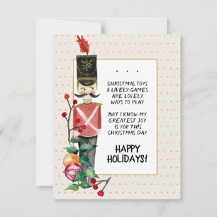 Cartes Pour Fêtes Annuelles Jouet Soldat Noël Poème Aquarelle Vacances Rouge