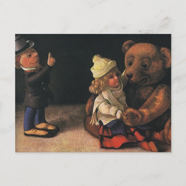 Cartes Pour Fêtes Annuelles Jouets de Noël, poupée et ours en peluche (Devant)