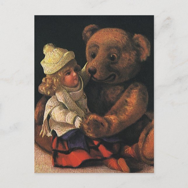 Cartes Pour Fêtes Annuelles Jouets de Noël, poupée et ours en peluche (Devant)