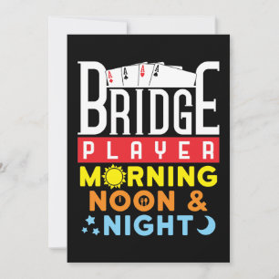 Cartes Pour Fêtes Annuelles Joueur de Bridge Drôle Matin Midi et Nuit