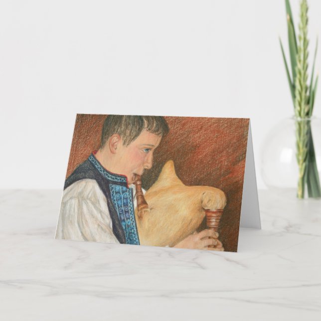 Cartes Pour Fêtes Annuelles Joueur de cornemuse de Gajde (Devant)
